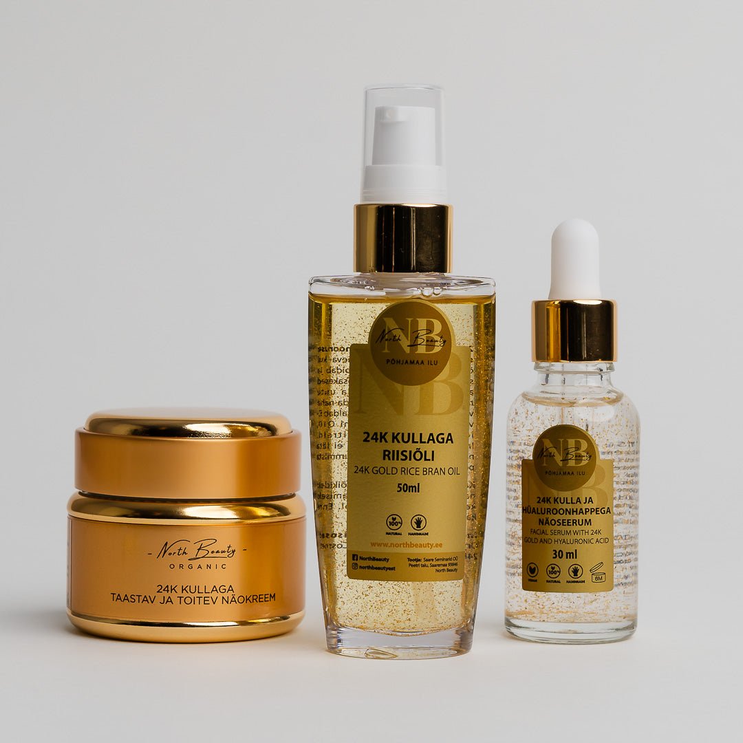 24K Kulta & hyaluronihappo kasvoseerumi ohuelle ja juonteikkaalle iholle, 30 ml - Mossen Nordic
